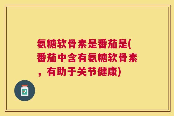 氨糖软骨素是番茄是(番茄中含有氨糖软骨素，有助于关节健康)