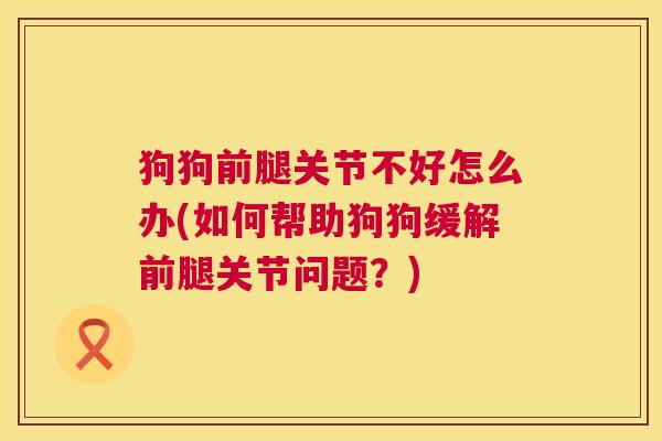 狗狗前腿关节不好怎么办(如何帮助狗狗缓解前腿关节问题？)