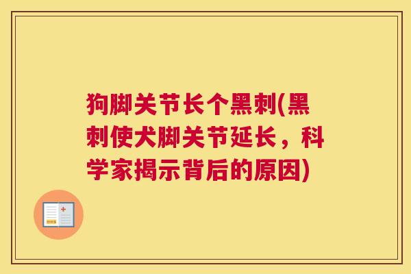 狗脚关节长个黑刺(黑刺使犬脚关节延长，科学家揭示背后的原因)