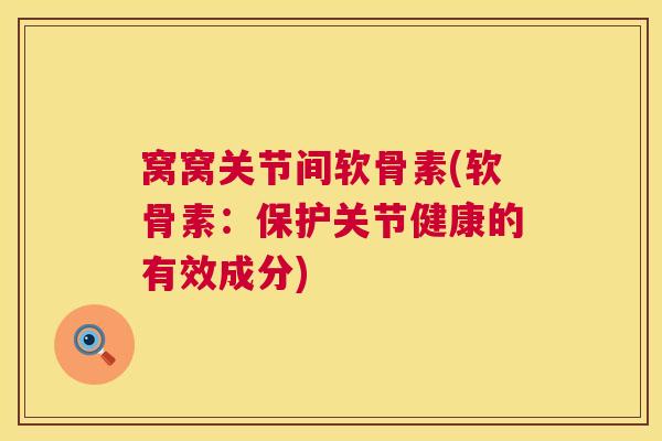 窝窝关节间软骨素(软骨素：保护关节健康的有效成分)