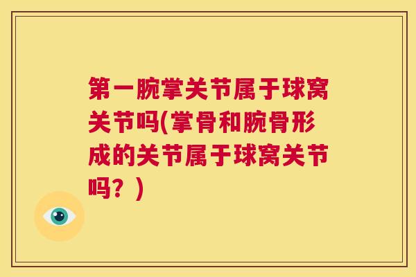 第一腕掌关节属于球窝关节吗(掌骨和腕骨形成的关节属于球窝关节吗？)