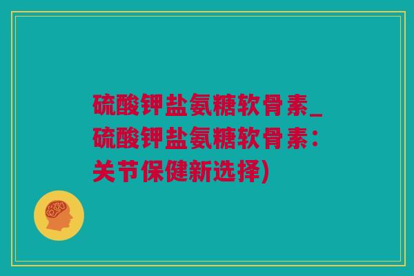 硫酸钾盐氨糖软骨素_硫酸钾盐氨糖软骨素：关节保健新选择)