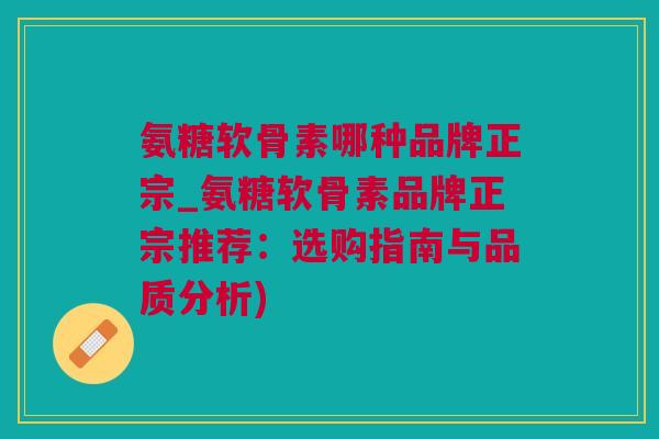 氨糖软骨素哪种品牌正宗_氨糖软骨素品牌正宗推荐：选购指南与品质分析)