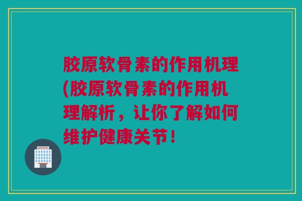 胶原软骨素的作用机理(胶原软骨素的作用机理解析，让你了解如何维护健康关节！