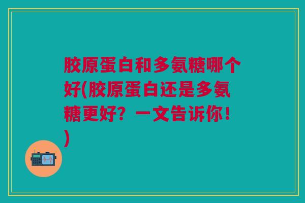 胶原蛋白和多氨糖哪个好(胶原蛋白还是多氨糖更好？一文告诉你！)