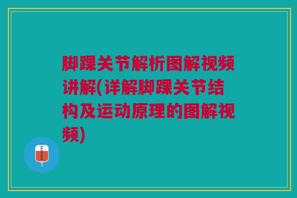 脚踝关节解析图解视频讲解(详解脚踝关节结构及运动原理的图解视频)