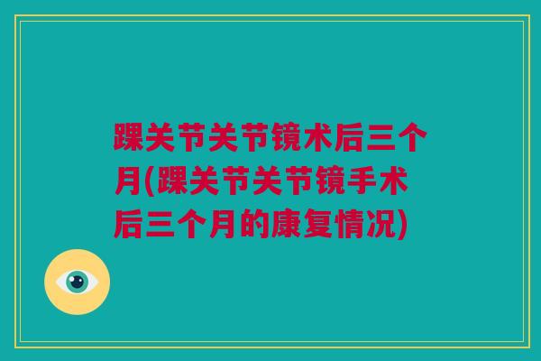 踝关节关节镜术后三个月(踝关节关节镜手术后三个月的康复情况)