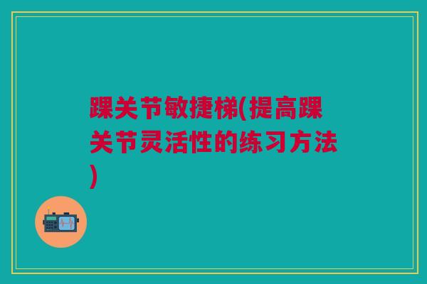 踝关节敏捷梯(提高踝关节灵活性的练习方法)