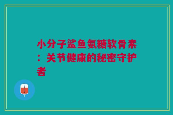 小分子鲨鱼氨糖软骨素：关节健康的秘密守护者