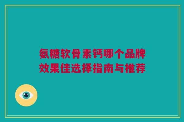 氨糖软骨素钙哪个品牌效果佳选择指南与推荐