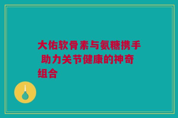 大佑软骨素与氨糖携手 助力关节健康的神奇组合