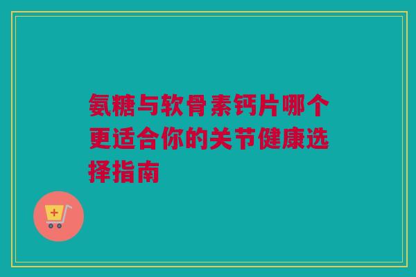 氨糖与软骨素钙片哪个更适合你的关节健康选择指南