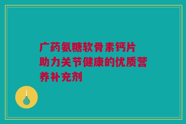 广药氨糖软骨素钙片 助力关节健康的优质营养补充剂