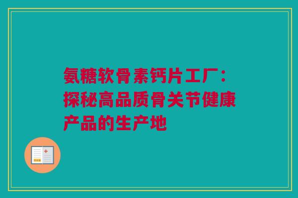 氨糖软骨素钙片工厂：探秘高品质骨关节健康产品的生产地