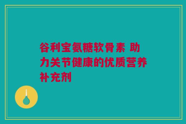 谷利宝氨糖软骨素 助力关节健康的优质营养补充剂 谷利宝氨糖软骨素 助力关节健康的优质营养补充剂