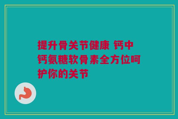 提升骨关节健康 钙中钙氨糖软骨素全方位呵护你的关节