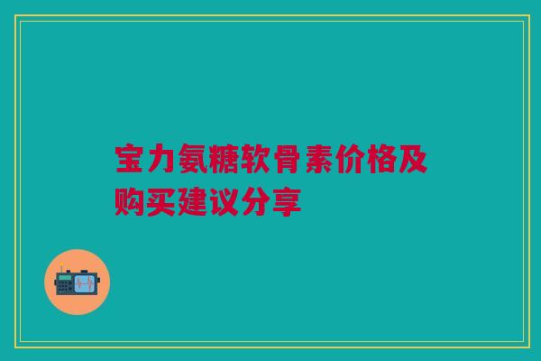 宝力氨糖软骨素价格及购买建议分享
