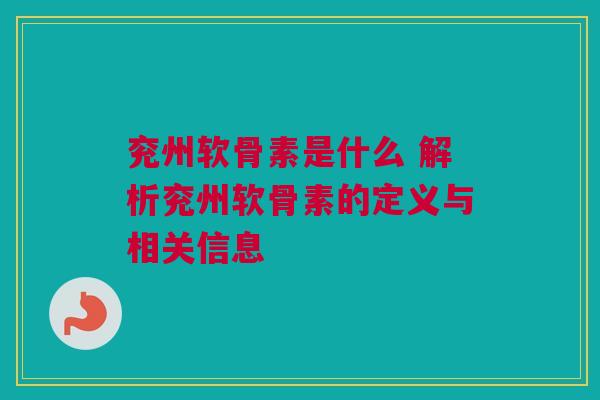 兖州软骨素是什么 解析兖州软骨素的定义与相关信息