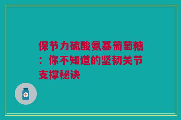 保节力硫酸氨基葡萄糖:你不知道的坚韧关节支撑秘诀 保节力硫酸氨基葡萄糖:你不知道的坚韧关节支撑秘诀