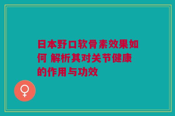 日本野口软骨素效果如何 解析其对关节健康的作用与功效