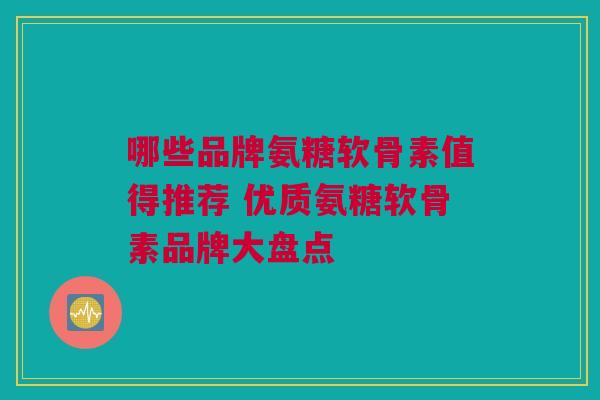 哪些品牌氨糖软骨素值得推荐 优质氨糖软骨素品牌大盘点