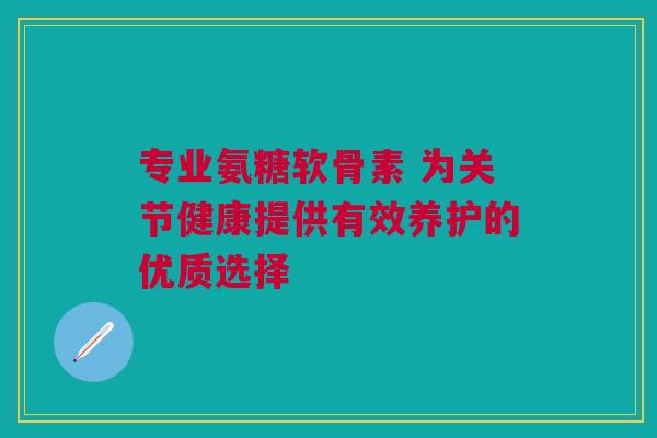 专业氨糖软骨素 为关节健康提供有效养护的优质选择