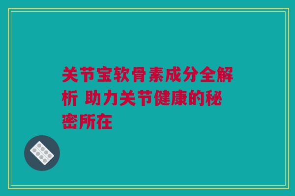 关节宝软骨素成分全解析 助力关节健康的秘密所在