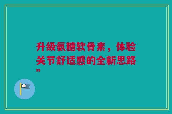 升级氨糖软骨素，体验关节舒适感的全新思路”