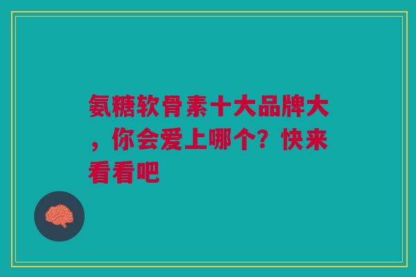 氨糖软骨素十大品牌大，你会爱上哪个？快来看看吧