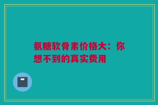 氨糖软骨素价格大：你想不到的真实费用