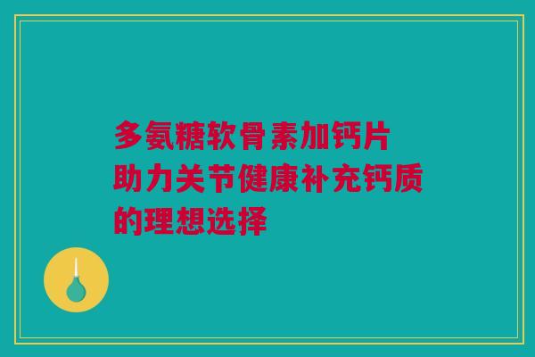 多氨糖软骨素加钙片 助力关节健康补充钙质的理想选择