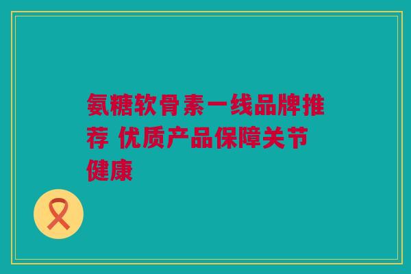 氨糖软骨素一线品牌推荐 优质产品保障关节健康