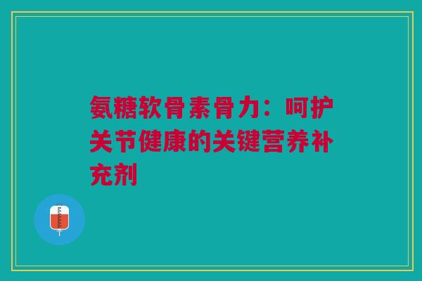 氨糖软骨素骨力：呵护关节健康的关键营养补充剂