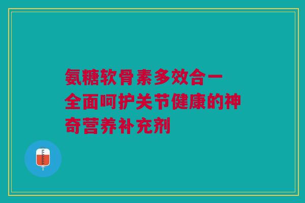 氨糖软骨素多效合一 全面呵护关节健康的神奇营养补充剂