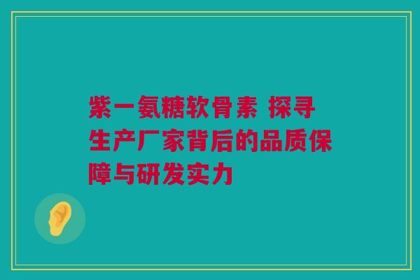 紫一氨糖软骨素 探寻生产厂家背后的品质保障与研发实力