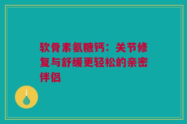软骨素氨糖钙：关节修复与舒缓更轻松的亲密伴侣