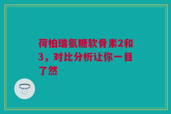 荷柏瑞氨糖软骨素2和3，对比分析让你一目了然