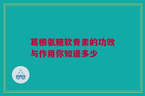 葛根氨糖软骨素的功效与作用你知道多少